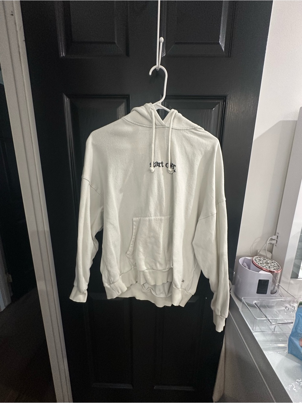 Pull&Bear Cream Hoodie with Front Pocket